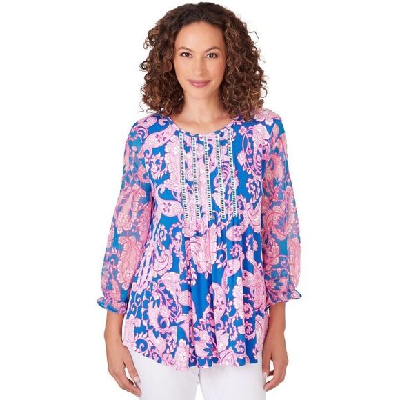 NWT Ruby Rd Women's Bright Bloom Knit Top size L - Picture 1 of 8